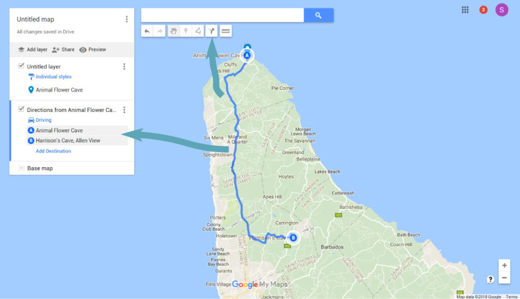 Adding A Driving Route - Google Maps for Travel Planning