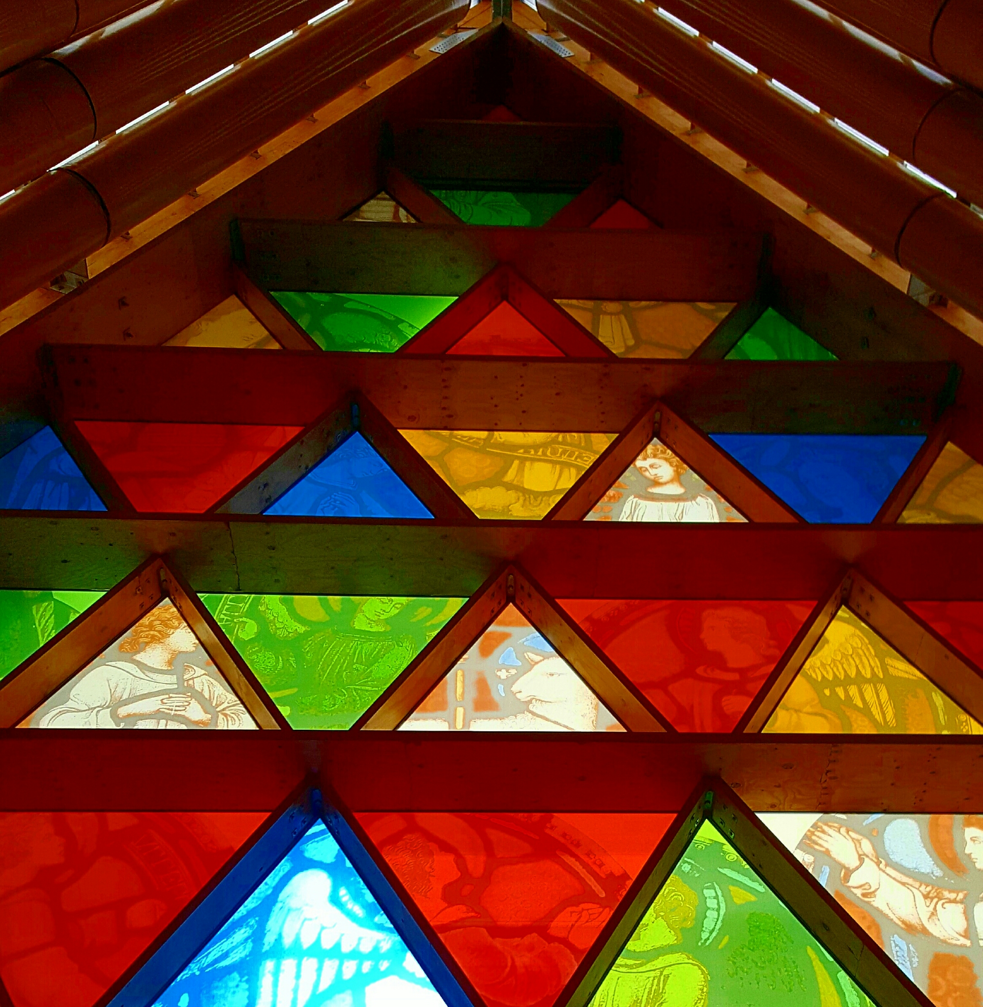 Stained Glass inside Cardboard Cathedral Christchurch
