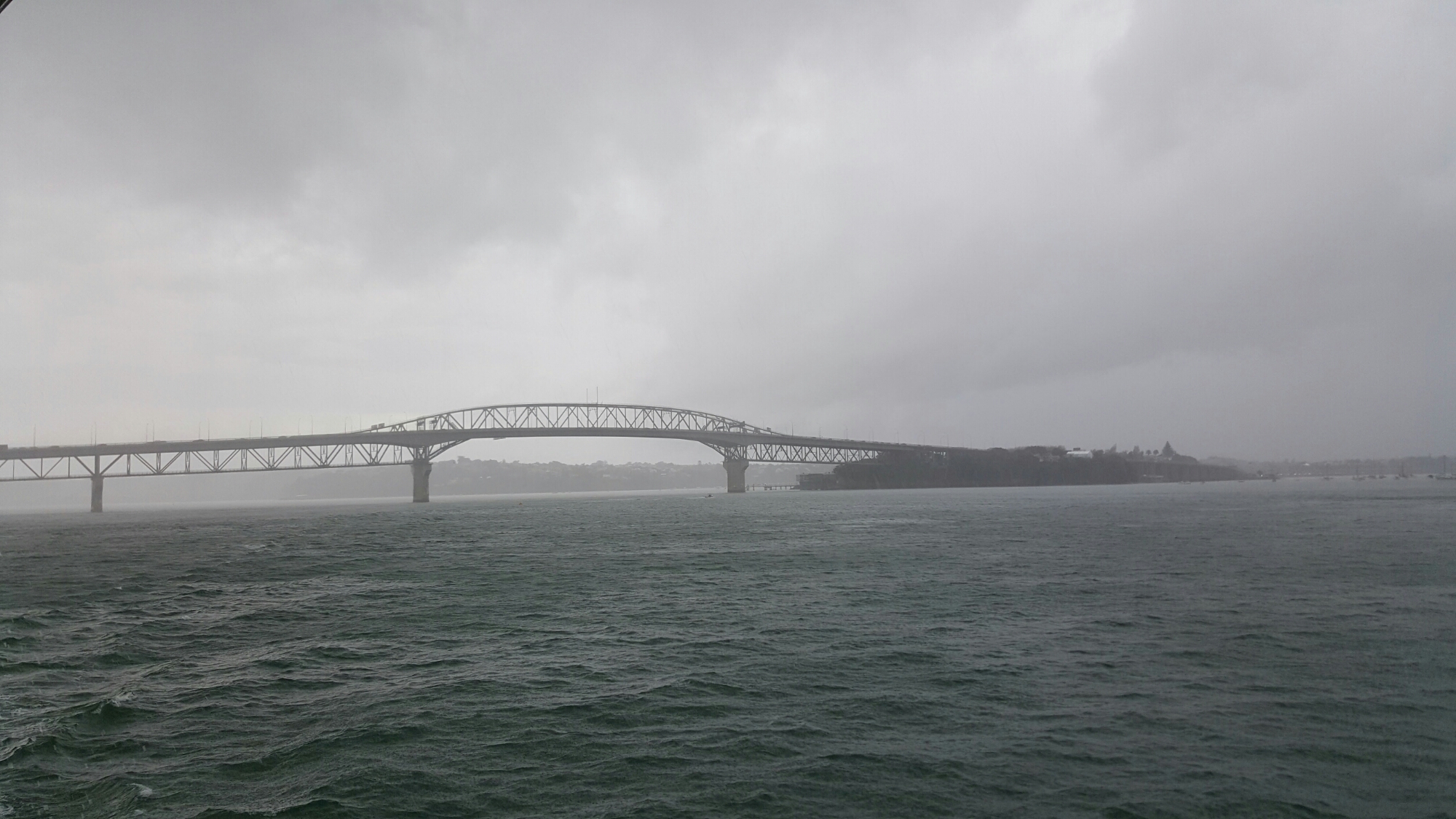 Auckland Harbour Bridge on a gloomy day